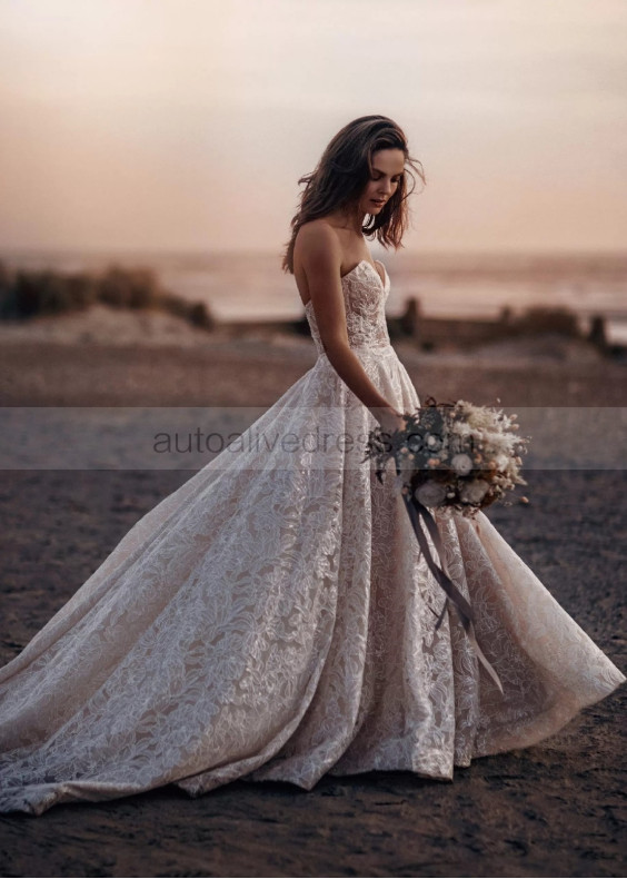 Strapless Lace Over Sweet Wedding Dress